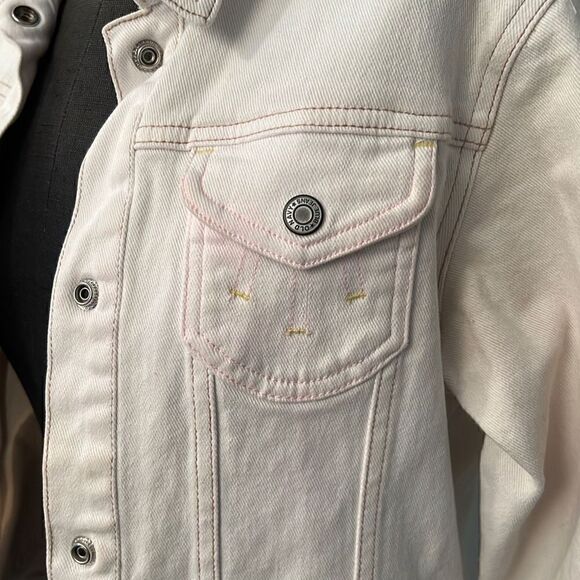 Stretch Women's White Denim Jacket - Picture 2 of 9
